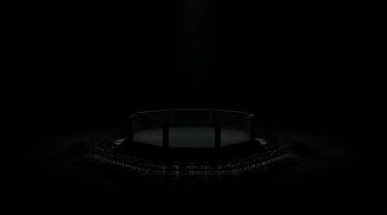 The Embassy cage in the dark, the lights coming up