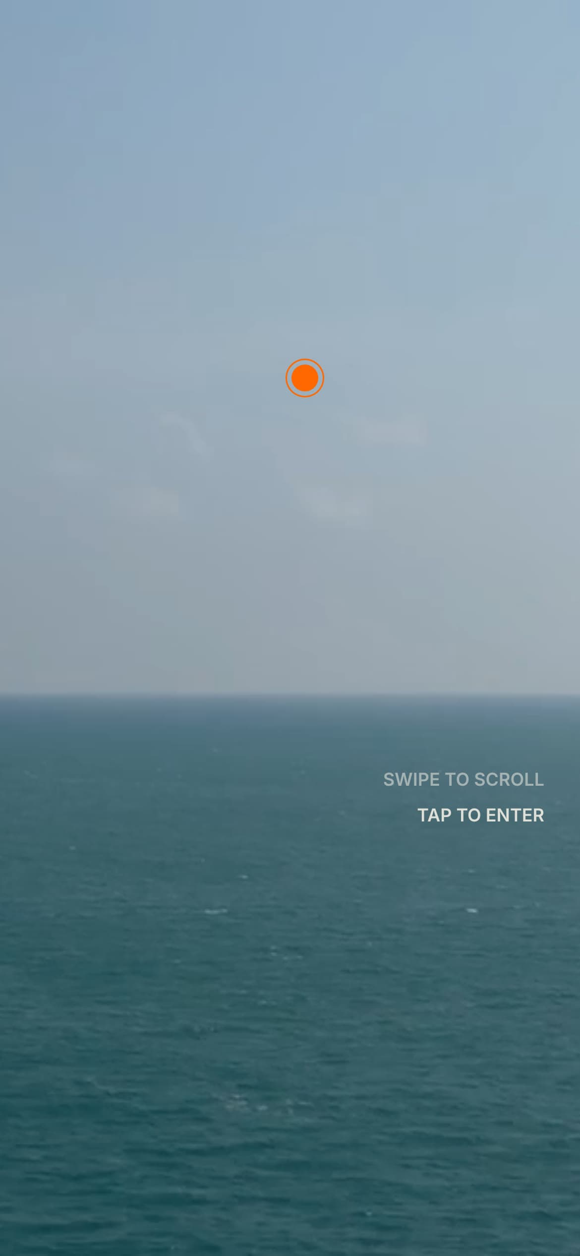 The dot swiped into the circle, TAP TO ENTER now at full strength.