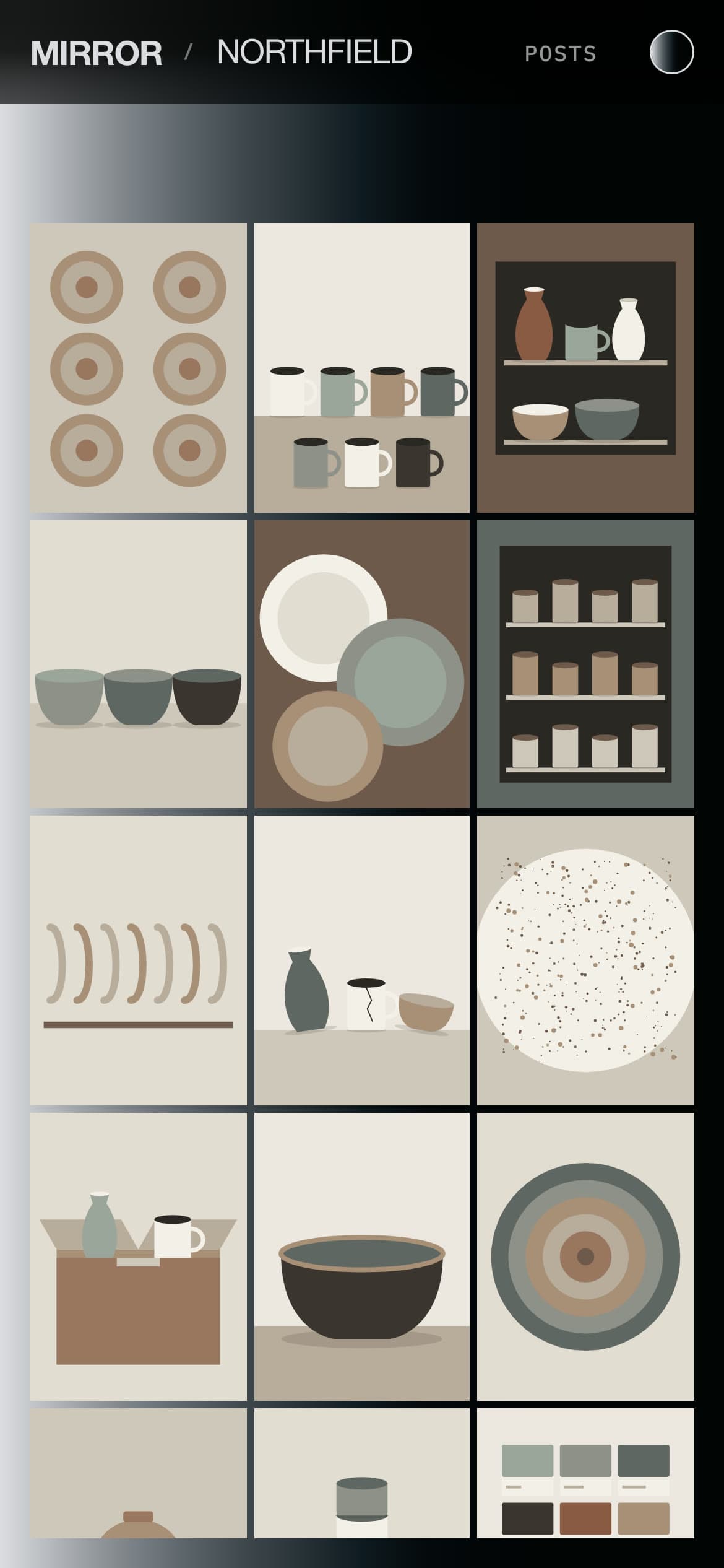 The posts gallery on a phone, three across.